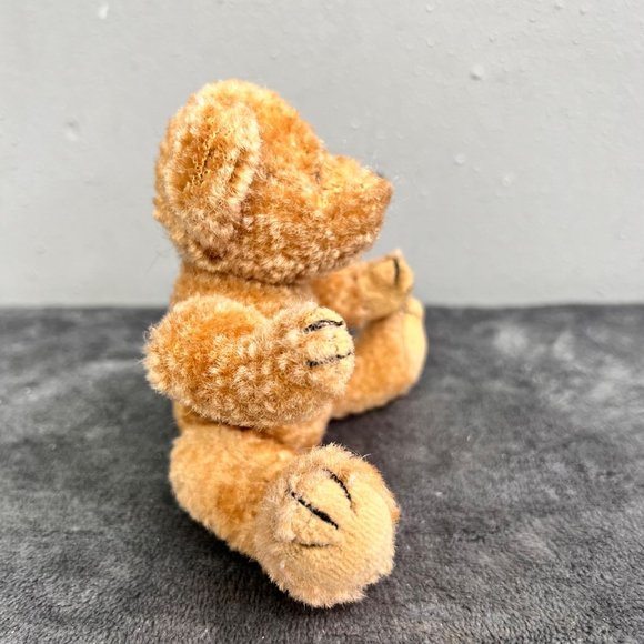Jointed Mini Teddy Bear Tan Plush Stuffed Animal Moving Head Missing Tags - Picture 6 of 8